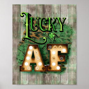Poster Rua. Dia de Patrick Lucky AF Luzes Marquee Irlande