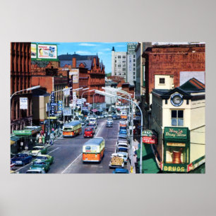 Pôster Rua do congresso de Portland, Maine cerca de 1960