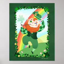 Poster Rua do dia de Patrick, "Cute Leprechaun Art"