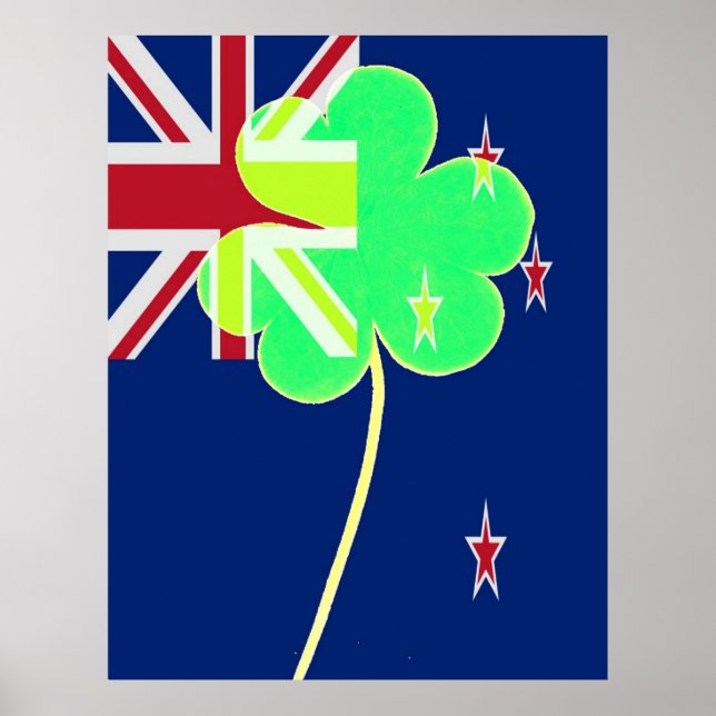 Poster Rua Engraçado Patrick Flag Nova Zelândia Irish Sha (Frente)