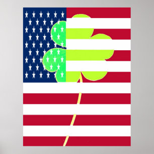 Pôster Rua Engraçado Patrick Flag USA Ireland Shamrock Cl