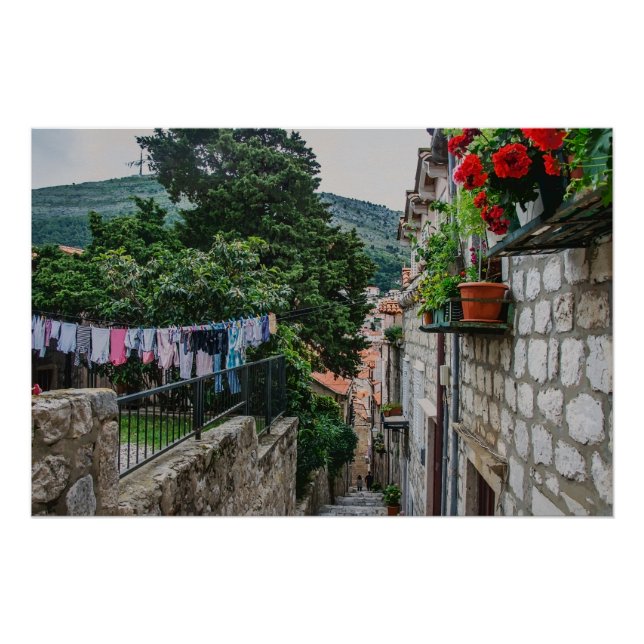 Pôster Rua estreita de pedra em Dubrovnik (Frente)