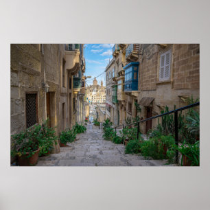 Poster Rua estreita de pedra em Malta