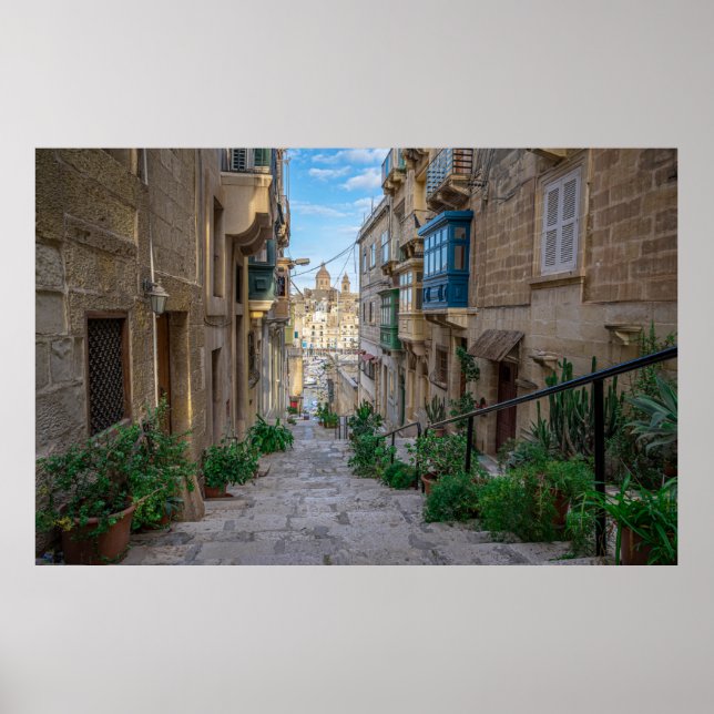Poster Rua estreita de pedra em Malta (Frente)