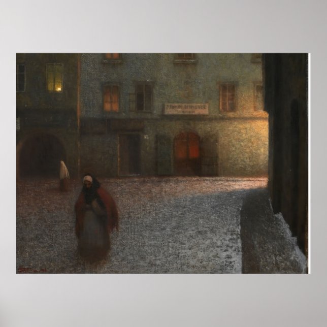 Poster Rua Evening (1906) Jakub Schikaneder (Frente)