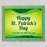Poster Rua Feliz do Dia do Patrick.<br><div class="desc">Esta Rua mágica e cintilante personalizada. A poster do Dia de Patrick apresenta estrelas bonitas flutuando em torno de uma fita verde bonito ao longo da fronteira. impressão de festa personalizada do excelente para uma noite festiva divertida do bebendo de festas do Santo Paddy e festas com seus amigos irlandeses....</div>