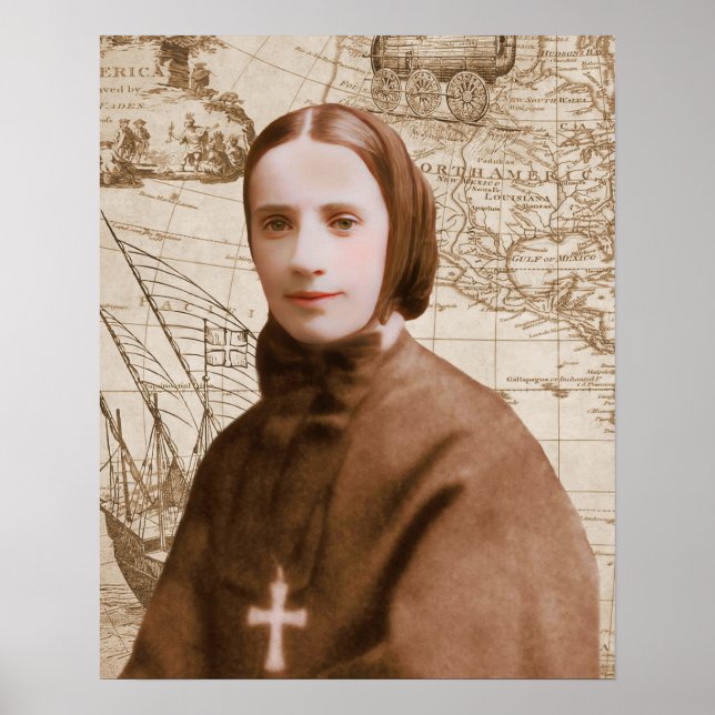 Poster Rua Frances Cabrini Santo católico (Frente)