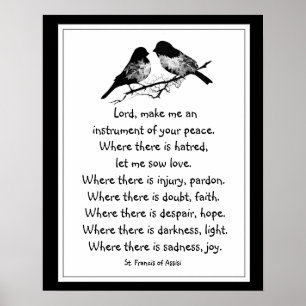 Poster Rua. Francisco de Assisi rezando com Pequenas Aves