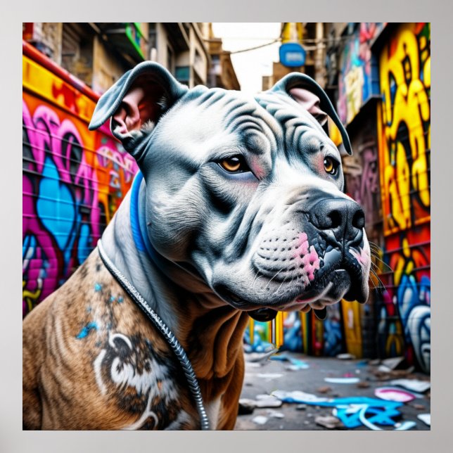 Poster Rua Grafite Urbana Art Brindle Pitbull Lover (Frente)