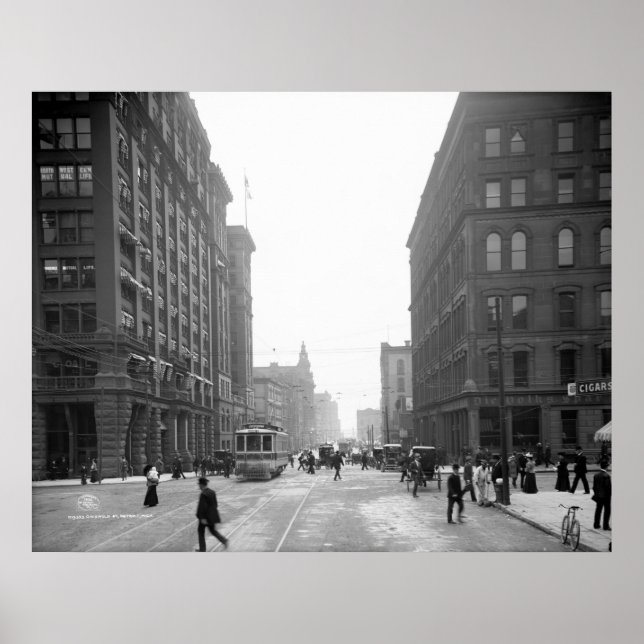 Pôster Rua Griswold, Detroit: 1906 (Frente)