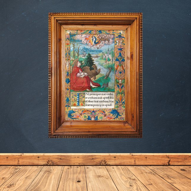 Poster Rua João Evangelista - Manuscrito Medieval (Saint John the Evangelist Medieval Manuscript Catholic Christian Wall Art)