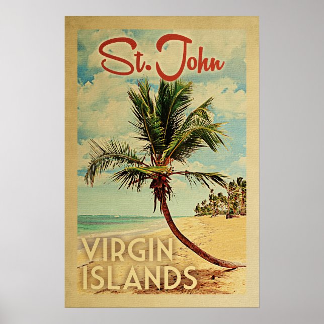 Poster Rua John Palm Tree Viagens vintage (Frente)