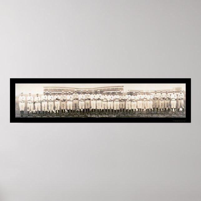 Pôster Rua Louis Browns Baseball Foto 1911 (Frente)
