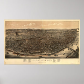 Poster Rua. Louis Missouri 1896 Mapa Panorâmico Antiquado