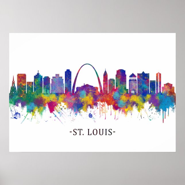 Poster Rua Louis Missouri Skyline (Frente)