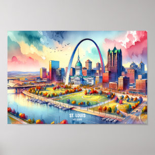 Poster Rua Louis Missouri USA Viagem Places aqucolor