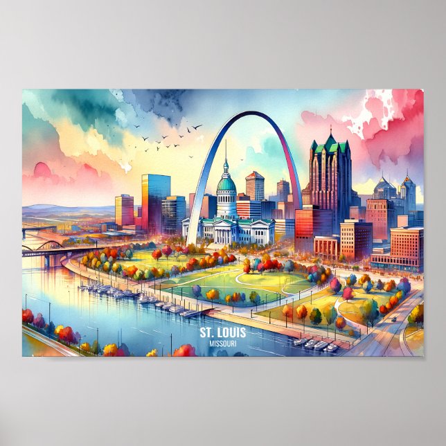 Poster Rua Louis Missouri USA Viagem Places aqucolor (Frente)