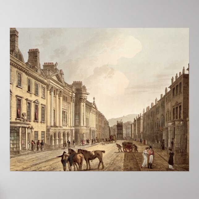 Poster Rua Milsom, de Bath Ilustrada por uma Série (Frente)