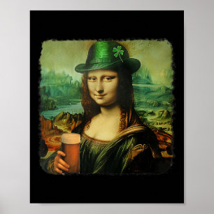 Poster Rua Mona Lisa Engraçada. Dia dos Patricks Shamrock