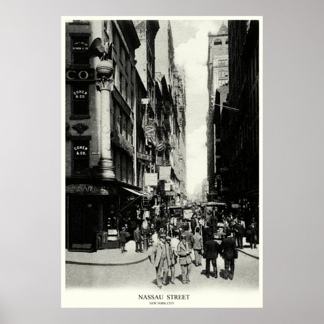 Pôster Rua Nassau de 1905, Nova Iorque (Frente)