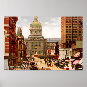 Pôster Rua ocidental do mercado de Indianapolis Indiana