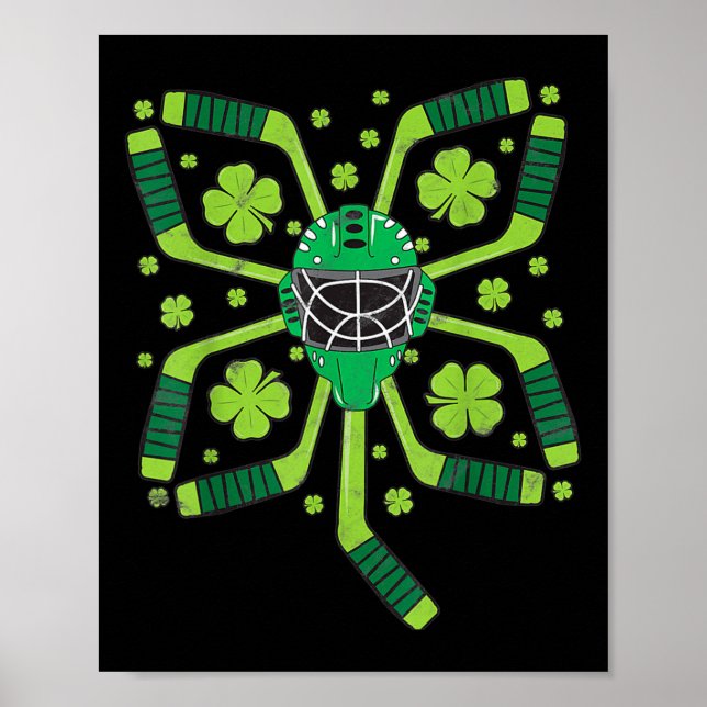 Poster Rua Patrick#39;s Day Ice Hockey Shamrock Clover Bo (Frente)