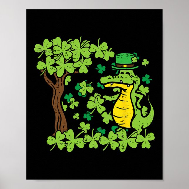 Poster Rua Patrick Day Alligator Shamrock Santo PattyMen (Frente)