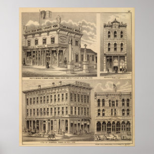 Pôster Rua. Paul, Minneapolis, mapa litográfico de Minnes