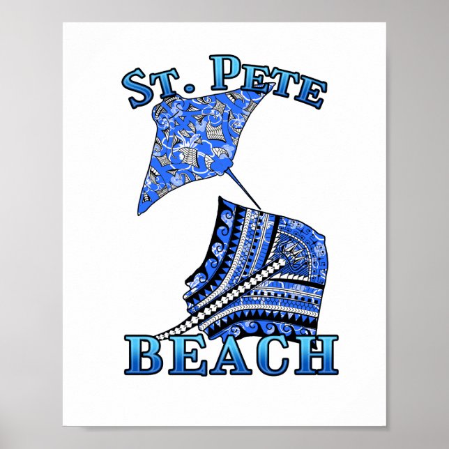 Poster Rua Pete Beach Flórida Tribal Stingray (Frente)