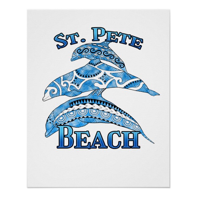 Pôster Rua. Pete Florida Beach Vacation Tribal Dolphins (Frente)