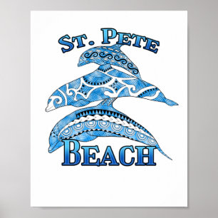 Poster Rua. Pete Florida Beach Vacation Tribal Dolphins