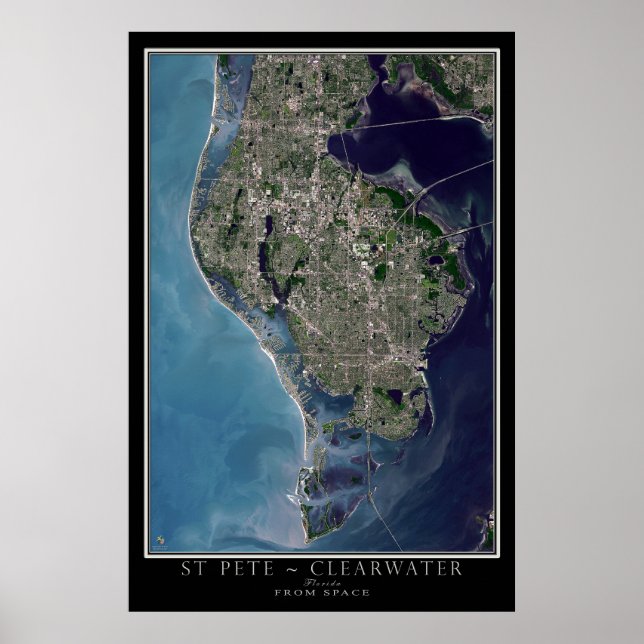 Poster Rua Petersburg - Clearwater Florida Satellite Map (Frente)