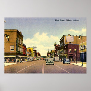 Pôster Rua principal de Elkhart, Indiana