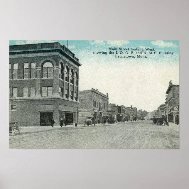 Poster Rua principal olhando para WestLewiston, MT (Frente)