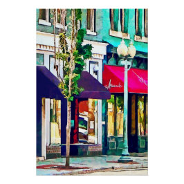 Pôster Rua Roanoke VA Com Restaurante