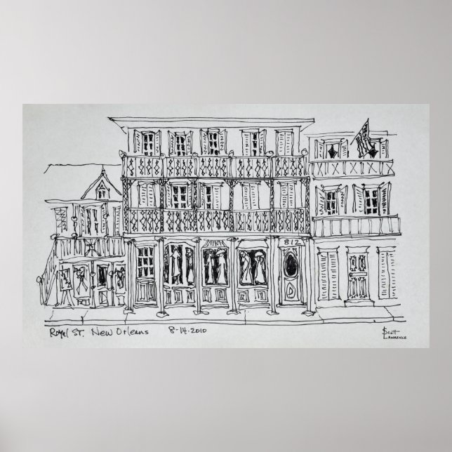 Pôster Rua Royal, French Quarter | Nova Orleans (Frente)