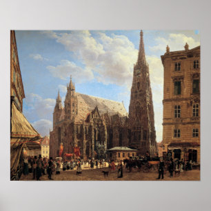 Poster Rua Rudolf von Alt. Catedral de Stephen em Viena