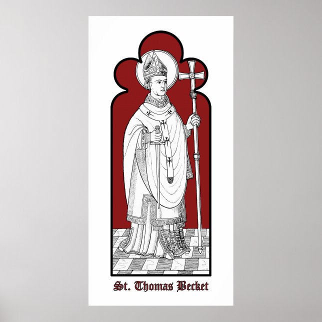 Poster Rua. Thomas Becket Segurando uma Espada (M 033) (Frente)