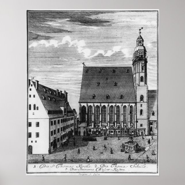 Pôster Rua. Thomas Church e School em Leipzig, 1723 (Frente)