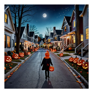 Pôster Rua Trick ou Treat - Noite do Dia das Bruxas