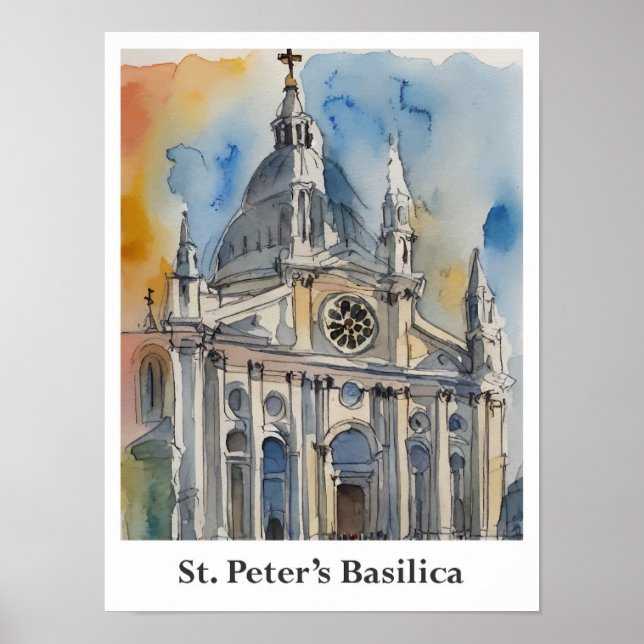 Poster Rua, Vaticano de Aquarela de Peter, (Frente)