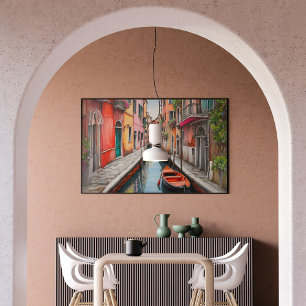 Poster Rua Watercolor na Paisagem de Veneza