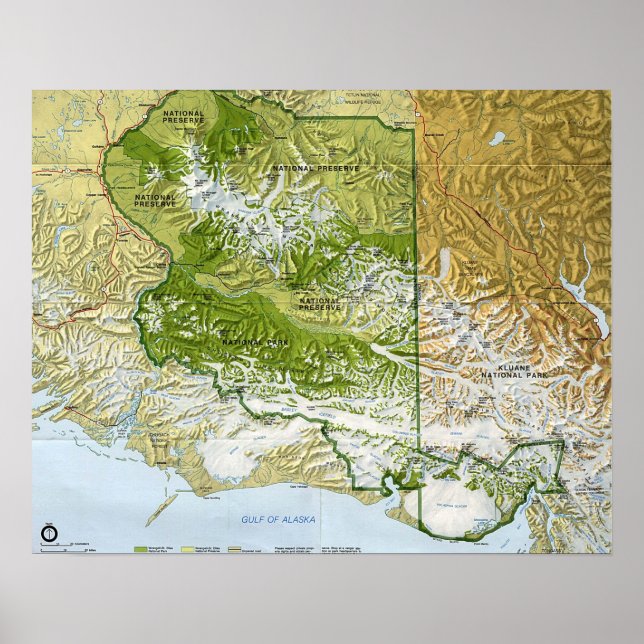 Poster Rua Wrangell, Mapa do Parque Nacional Elias (Frente)