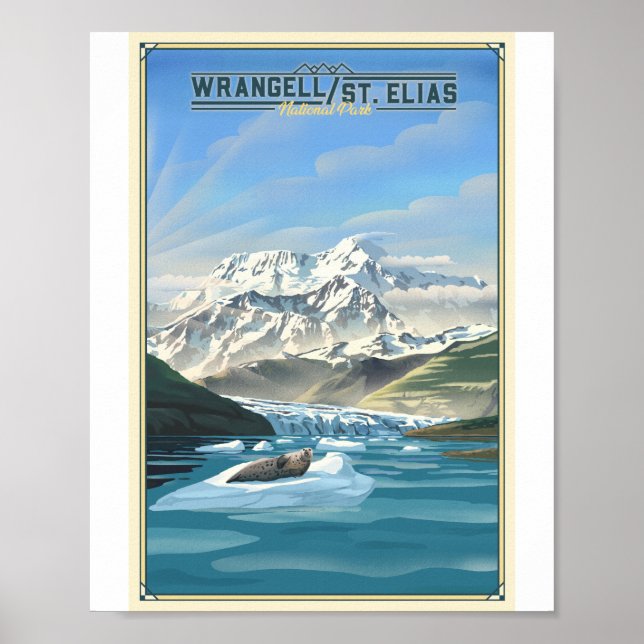 Poster Rua Wrangell, Parque Nacional de Elias, Litho Trab (Frente)