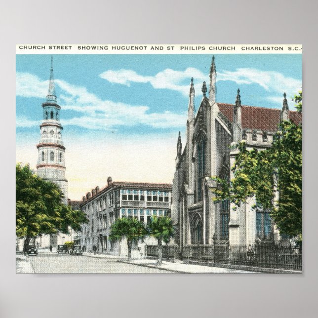 Pôster Ruas da Igreja, Charleston, Carolina do Sul (Frente)
