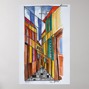 Poster Ruas de Bastia  Córsega, França