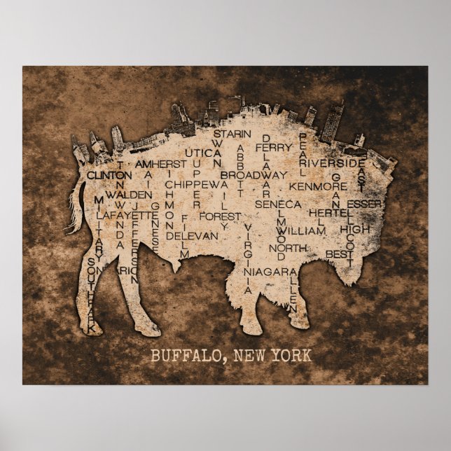 Pôster Ruas de Buffalo Wall Art por RMB Art & Design (Frente)