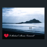 Poster Ruas de coração personalizadas Michaels Monte Corn<br><div class="desc">Fotos personalizáveis da beleza da Cornualha, esta de uma próxima montanha de Michael, Rua do castelo icônico na sua própria ilha de marés, em Penwith histórica, numa manhã ensolarada e nebulosa, com mar azul-prateado e um par de cavalos na costa marítima de Marazion. Esta ilha é popular entre festas e...</div>