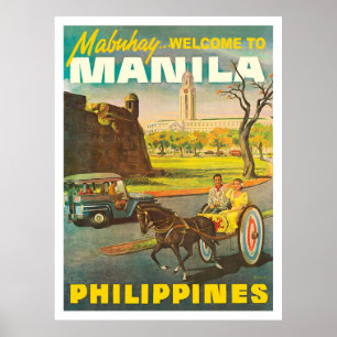 Poster Ruas de Manila, Filipinas, viagens vintage