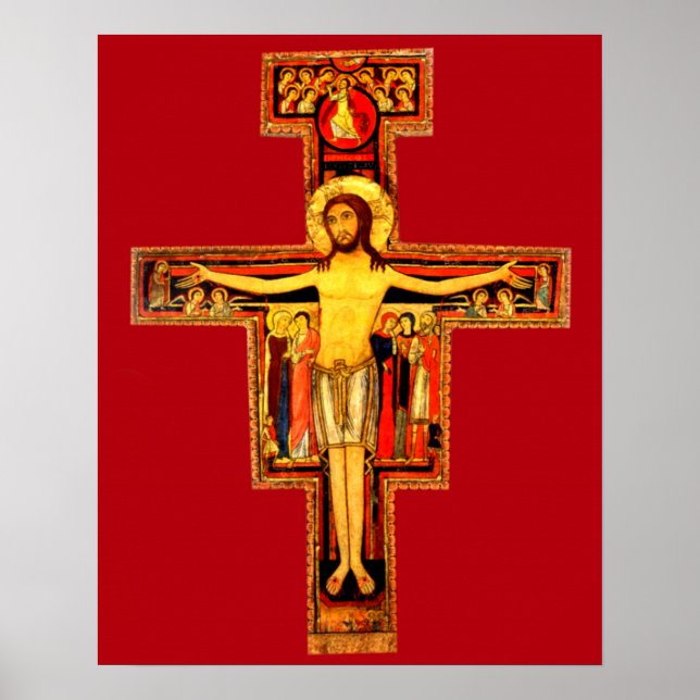 Pôster Ruas de San Damiano Crucifix na Católica Assisi (Frente)